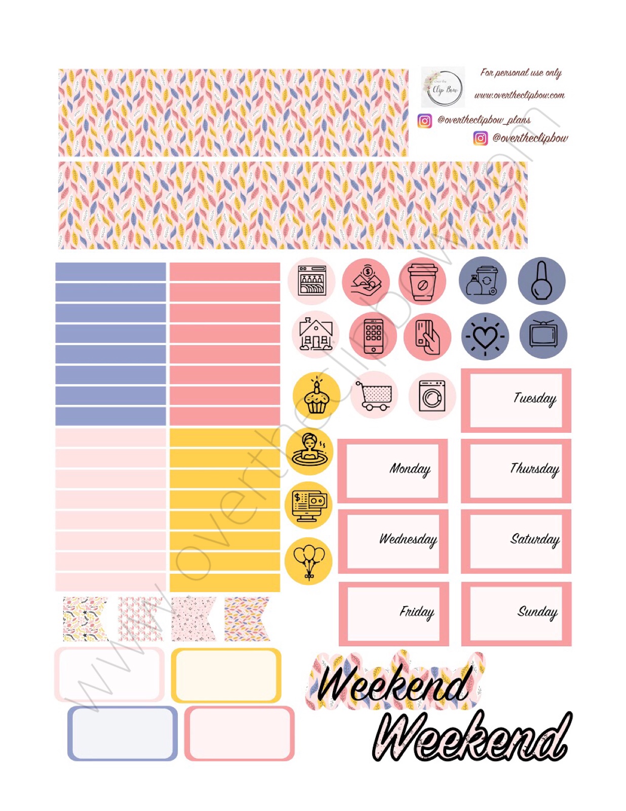 Pink Fall 2018 free recollections mini and Erin Condren planner sticker weekly or daily printable