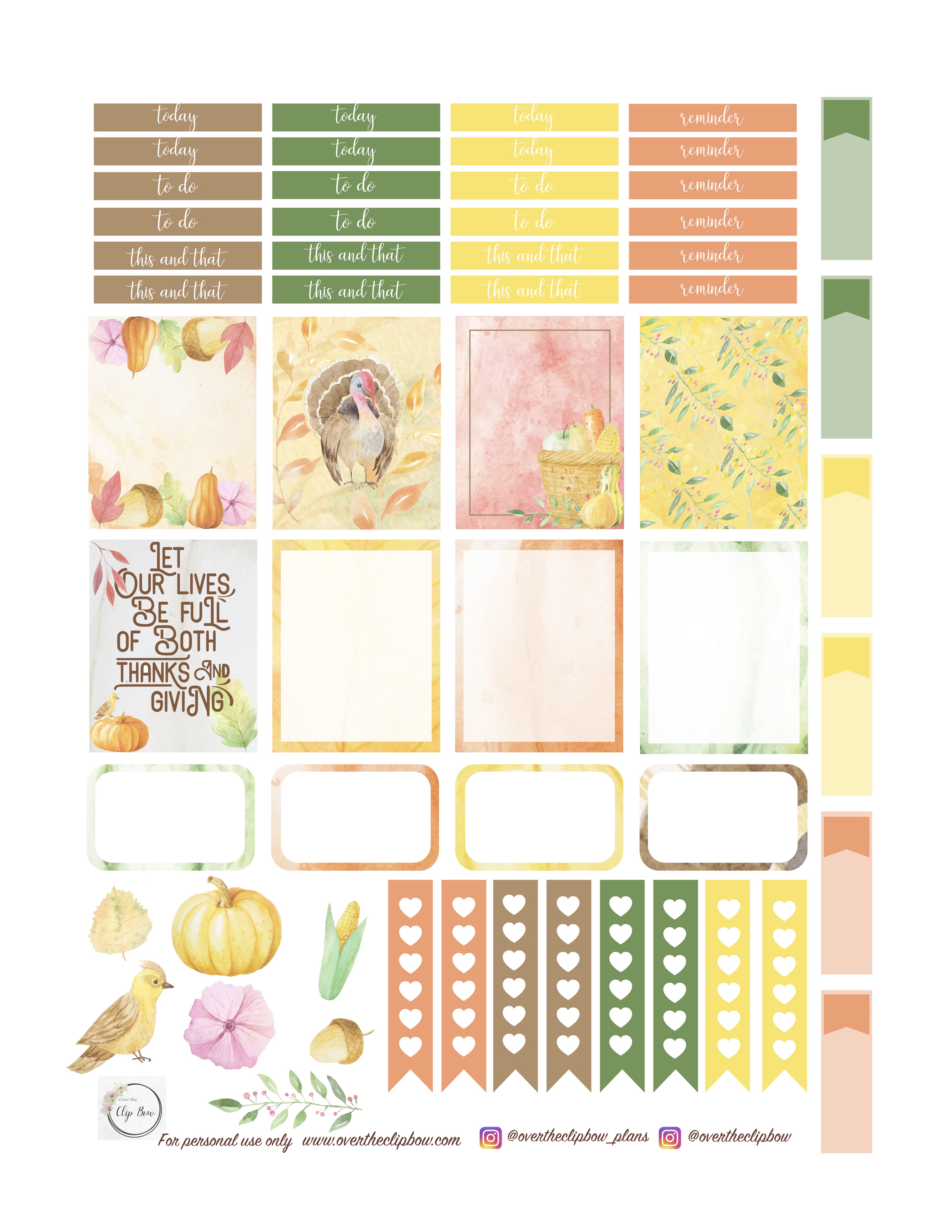 Thankful 2018 free recollections mini and Erin Condren planner sticker weekly or daily printable
