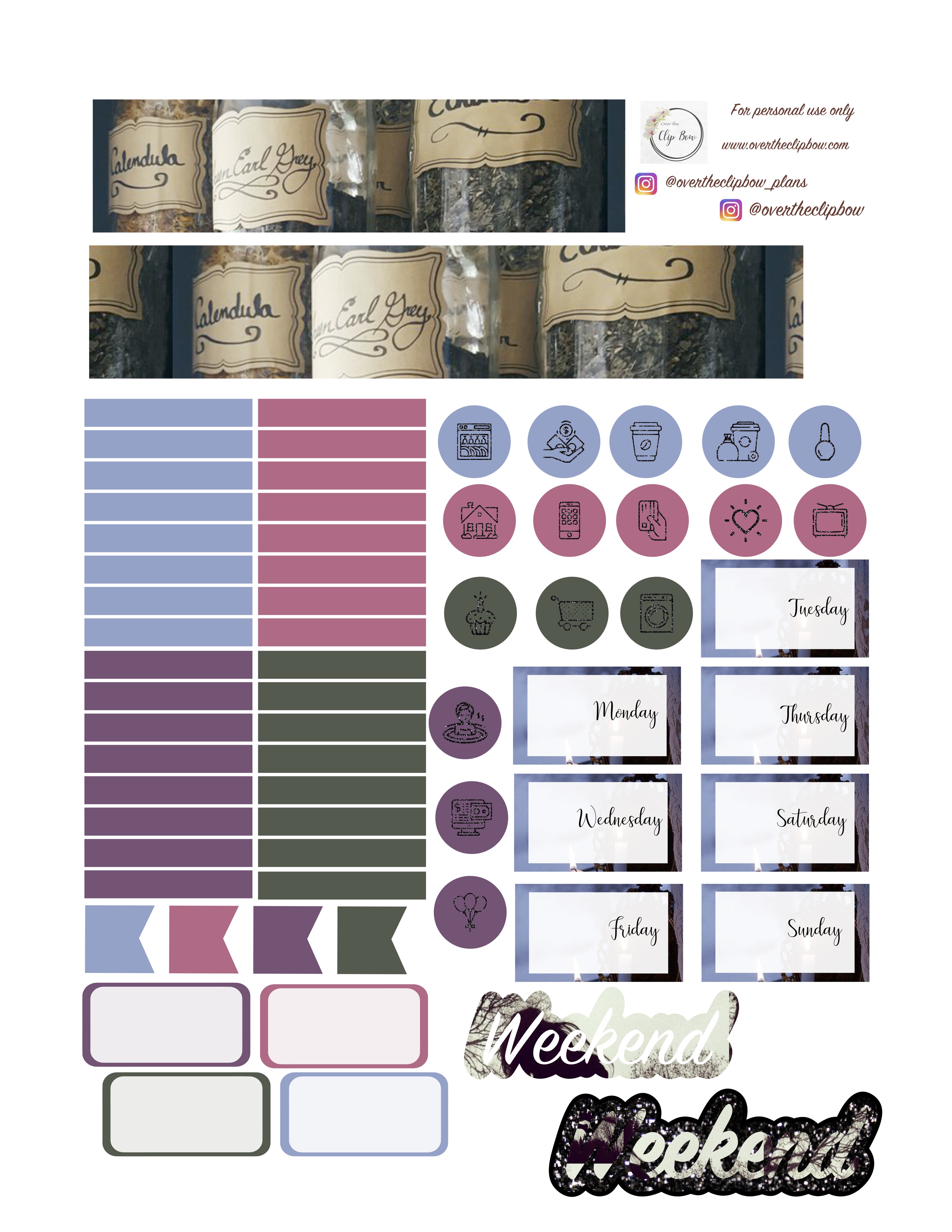 Spell on You 2018 free recollections mini and Erin Condren planner sticker weekly or daily printable