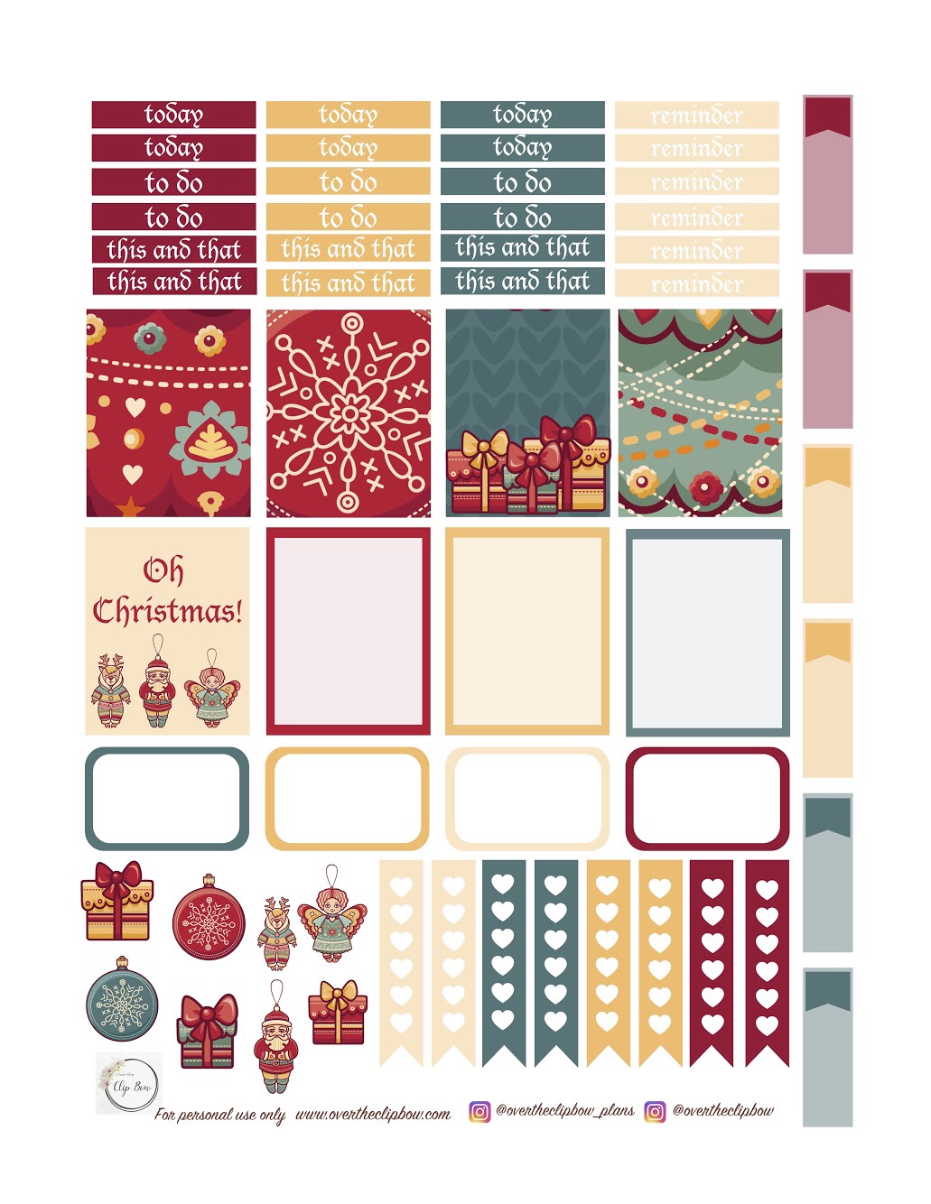 Oh Christmas 2018 free recollections mini and Erin Condren planner sticker weekly or daily printable